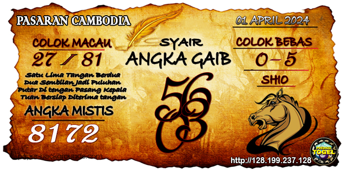 SYAIR TOGEL CAMBODIA HARI INI Senin 01 April 2024