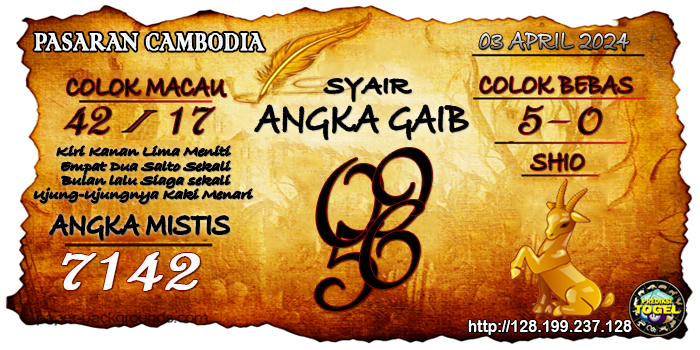 SYAIR TOGEL CAMBODIA HARI INI Rabu 03 April 2024