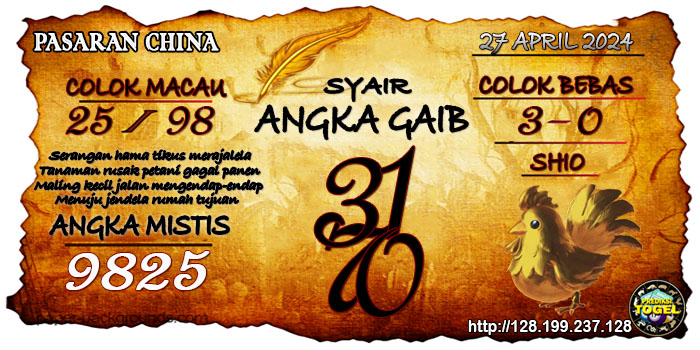 Prediksi Togel China Sabtu 27 April 2024