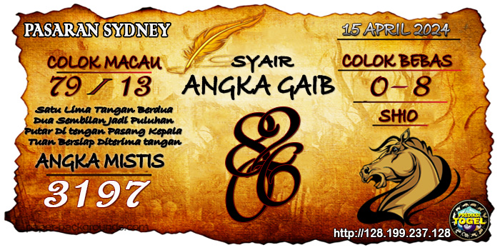 Prediksi Togel Sydney Senin 15 April 2024