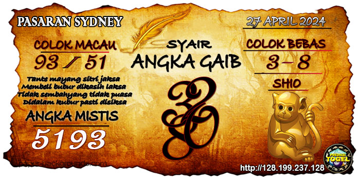 Prediksi Togel Sydney Sabtu 27 April 2024