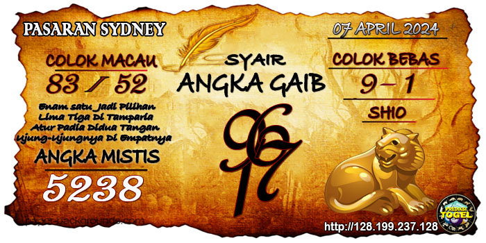 Prediksi Togel Sydney Minggu 07 April 2024