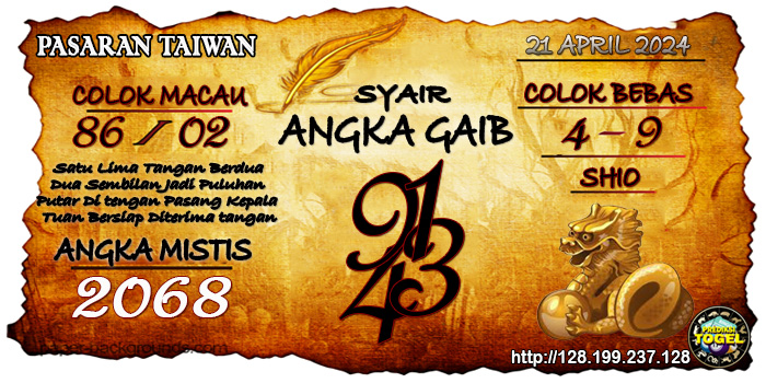 SYAIR ANGKA TAIWAN HARI INI Minggu 21 April 2024