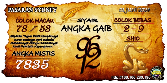 Prediksi Togel Sydney Sabtu 01 Juni 2024