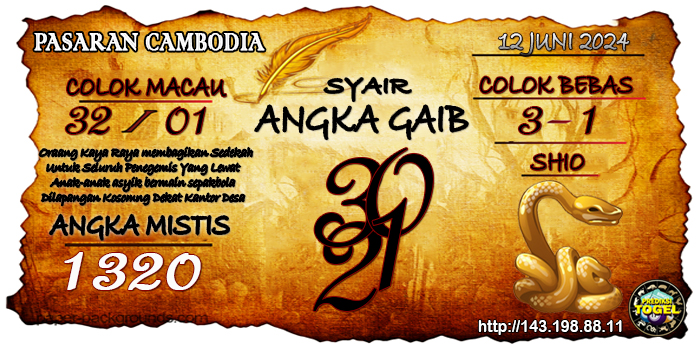 Prediksi Togel Cambodia Rabu 12 Juni 2024