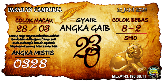 Prediksi Togel Cambodia Senin 10 Juni 2024