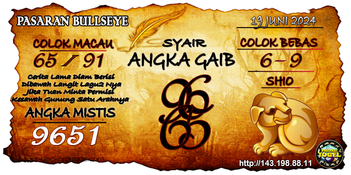 Prediksi Togel Bullseye Rabu 19 Juni 2024