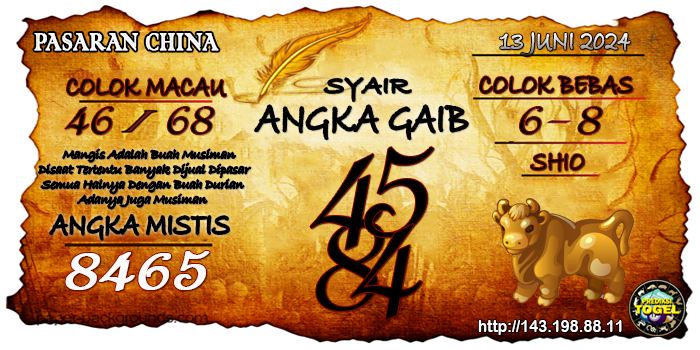 Prediksi Togel China Kamis 13 Juni 2024