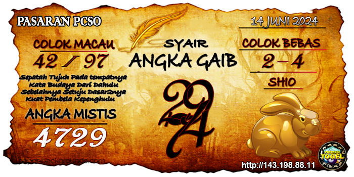 Prediksi Togel Pcso Jumat 14 Juni 2024