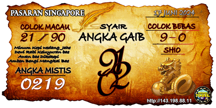 Prediksi Togel Singapore Senin 17 Juni 2024