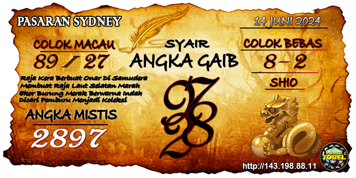 Prediksi Togel Sydney Jumat 14 Juni 2024