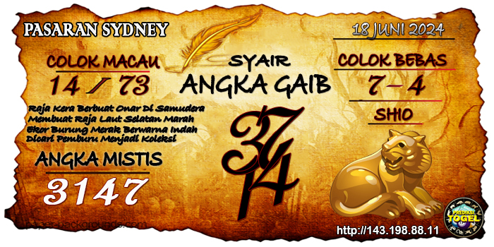 Prediksi Togel Sydney Senin 17 Juni 2024