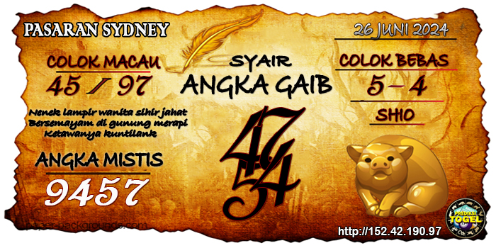 Prediksi Togel Sydney Rabu 26 Juni 2024