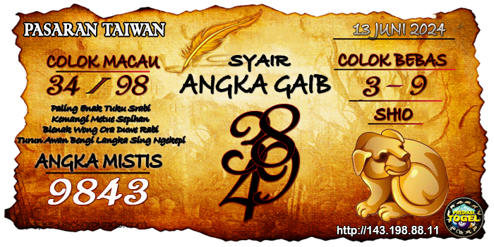 Prediksi Togel Taiwan Kamis 13 Juni 2024