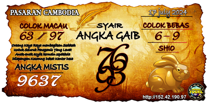 Prediksi Togel Cambodia Rabu 17 Juli 2024