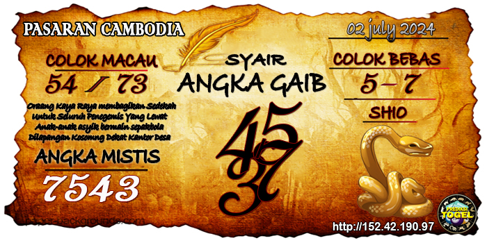 Prediksi Togel Cambodia Selasa 2 Juli 2024