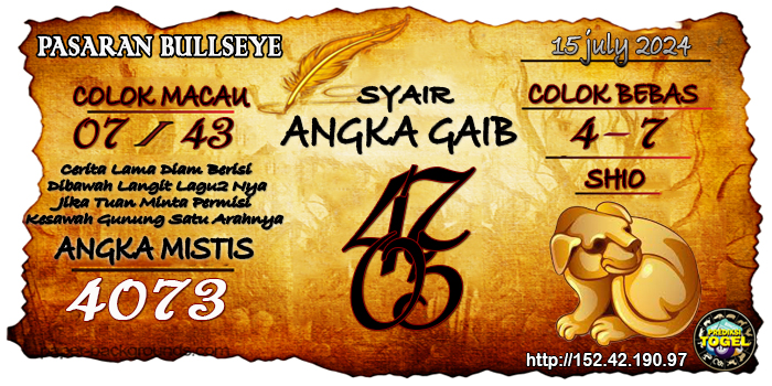 Prediksi Togel Bullseye Senin 15 Juli 2024