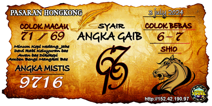 Prediksi Togel Hongkong Rabu 3 Juli 2024