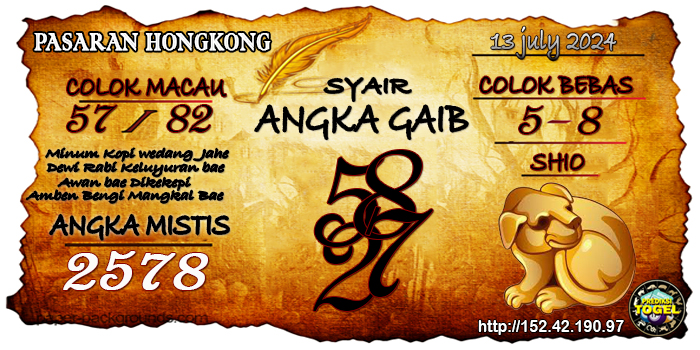 Prediksi Togel Hongkong Sabtu 13 Juli 2024