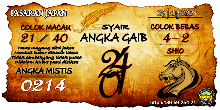 Prediksi Togel Japan Senin 29 Juli 2024