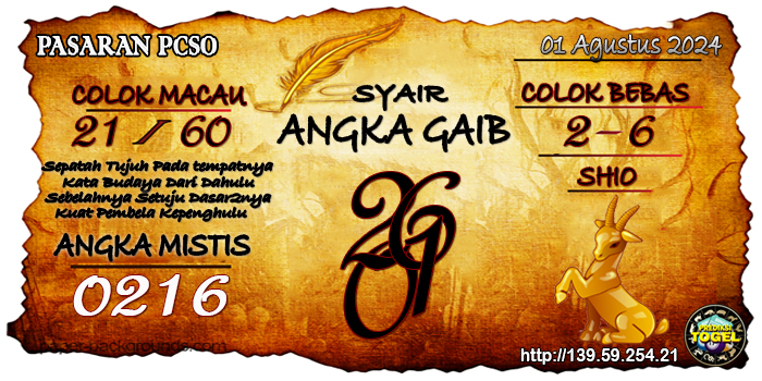 Prediksi Togel Pcso Kamis 01 Agustus 2024