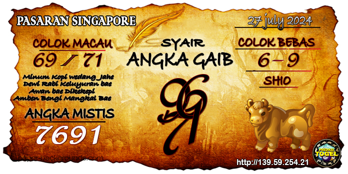 Prediksi Togel Singapore Sabtu 27 Juli 2024