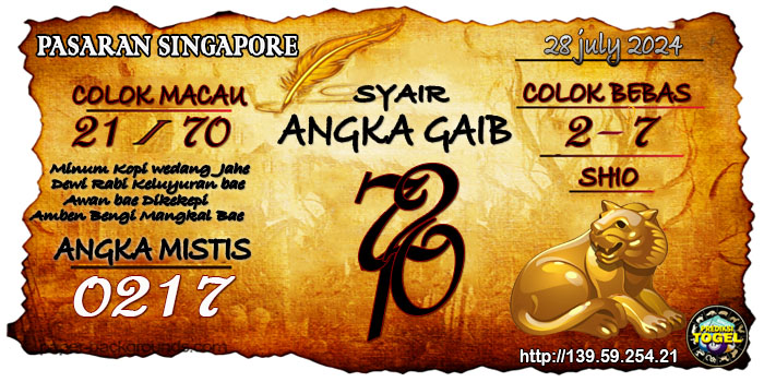 Prediksi Togel Singapore Minggu 28 Juli 2024