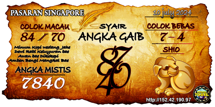 Prediksi Togel Singapore Rabu 10 Juli 2024