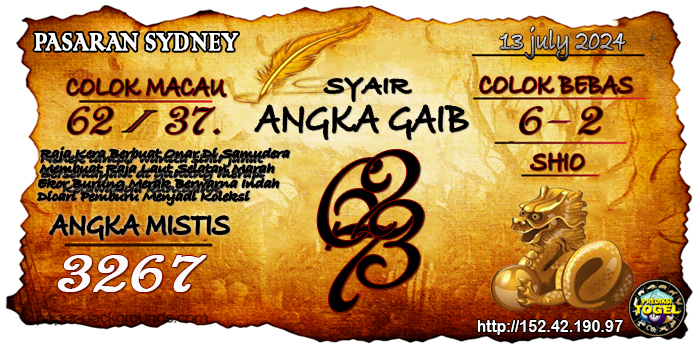 Prediksi Togel Sydney Sabtu 13 Juli 2024