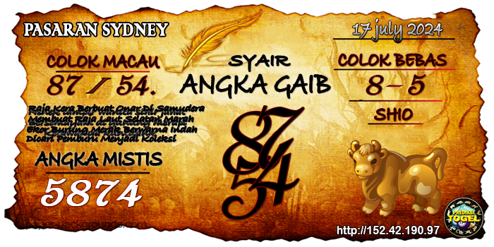 Prediksi Togel Sydney Rabu 17 Juli 2024