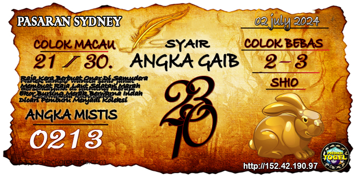 Prediksi Togel Sydney Selasa 2 Juli 2024