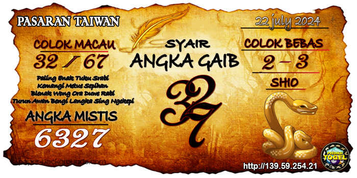 Prediksi Togel Taiwan Senin 22 Juli 2024