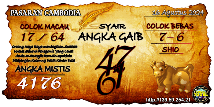 Prediksi Togel Cambodia Jumat 16 Agustus 2024