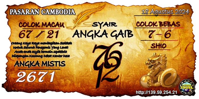 Prediksi Togel Cambodia Minggu 18 Agustus 2024