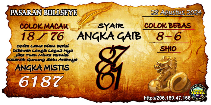 Prediksi Togel Bullseye Rabu 28 Agustus 2024