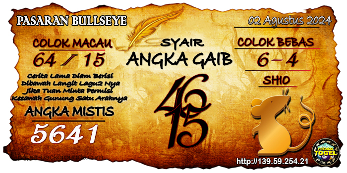 Prediksi Togel Bullseye Jumat 02 Agustus 2024