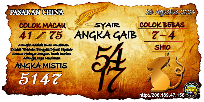 Prediksi Togel China Senin 26 Agustus 2024