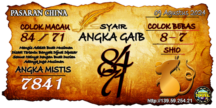 Prediksi Togel China Jumat 09 Agustus 2024