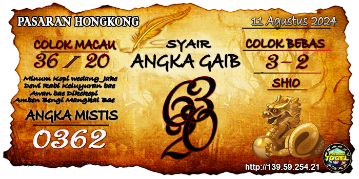 Prediksi Togel Hongkong Minggu 11 Agustus 2024