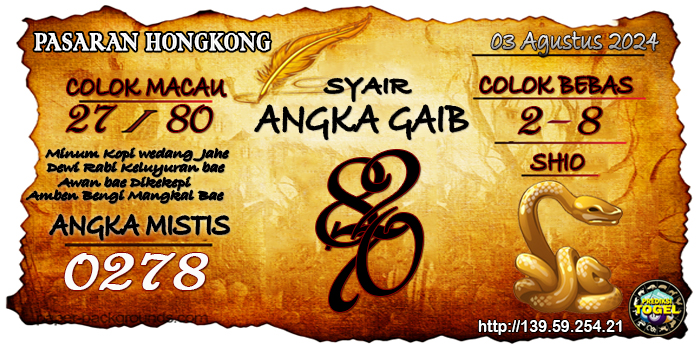 Prediksi Togel Hongkong Sabtu 03 Agustus 2024