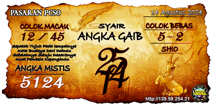 Prediksi Togel Pcso Rabu 14 Agustus 2024