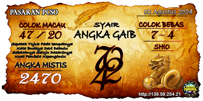 Prediksi Togel Pcso Jumat 02 Agustus 2024