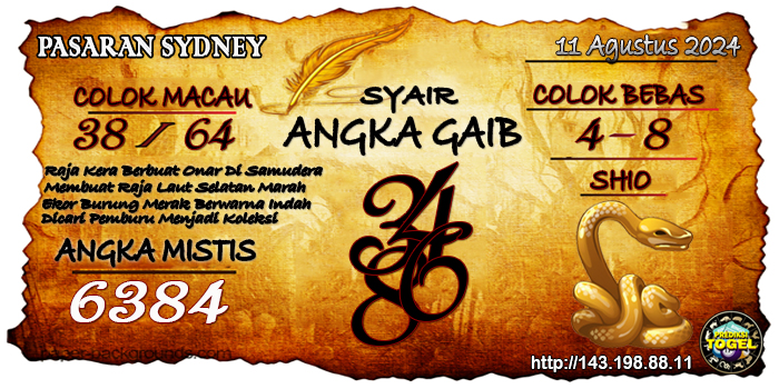 Prediksi Togel Sydney Minggu 11 Agustus 2024