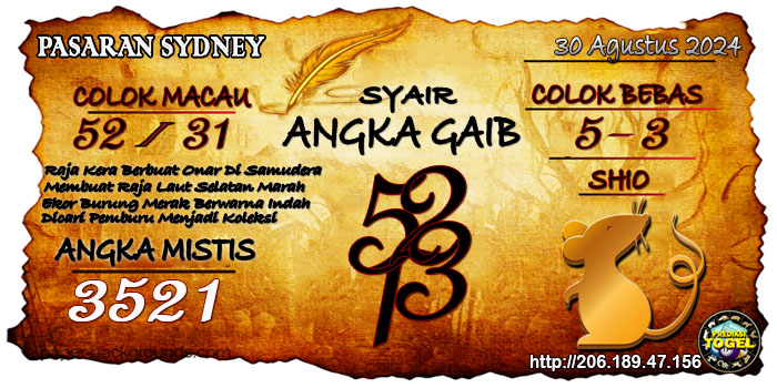 Prediksi Togel Sydney Jumat 30 Agustus 2024