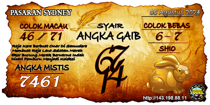 Prediksi Togel Sydney Senin 05 Agustus 2024