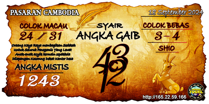 Prediksi Togel Cambodia Rabu 18 September 2024