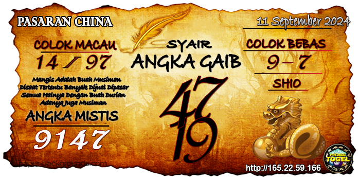 Prediksi Togel China Rabu 11 September 2024