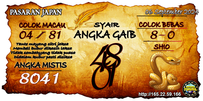 Prediksi Togel Japan Jumat 06 September 2024