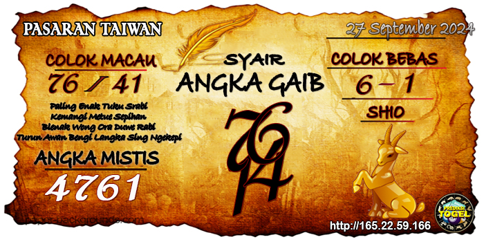 Prediksi Togel Taiwan Jumat 27 September 2024