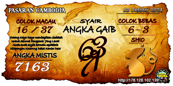 Prediksi Togel Cambodia Kamis 03 Oktober 2024